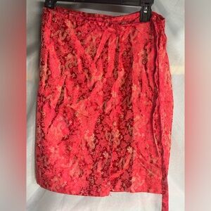 Chic‎ Red Asian inspired Wrap Around  Skirt